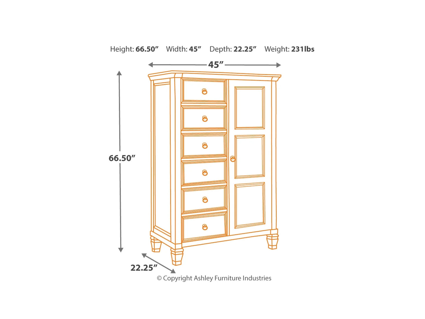 B672-48(6) - CHEST OF DRAWER - BLR WH