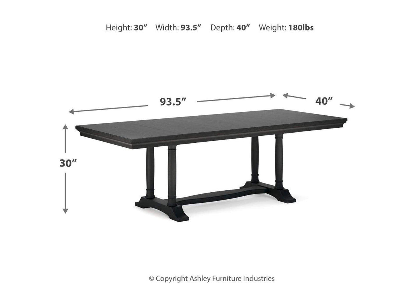 D971-45 - DINING TABLE - BLR WH