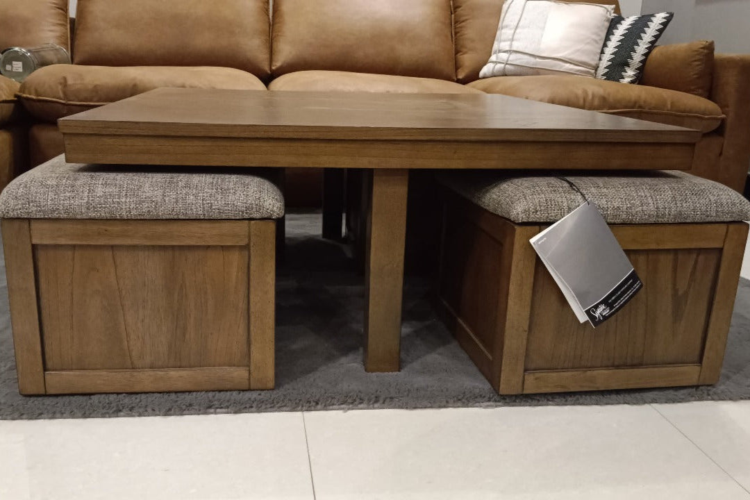 T738-20 - COFFEE TABLE+STOOLS - MDP