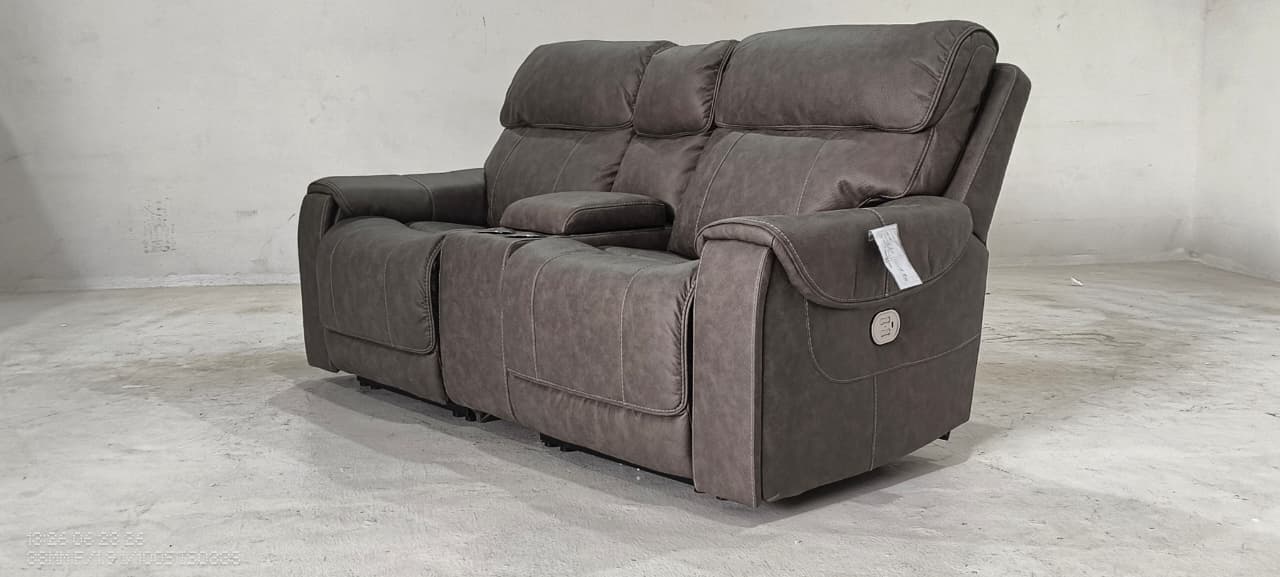 2350158+57+62 - 2 SEATER+CONSOLE RECLINER(ELECTRIC) - BLR WH