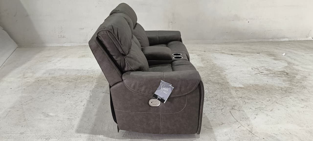 2350158+57+62 - 2 SEATER+CONSOLE RECLINER(ELECTRIC) - BLR WH