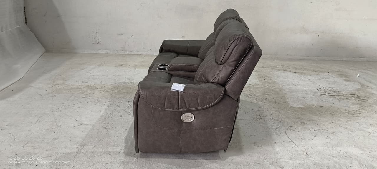 2350158+57+62 - 2 SEATER+CONSOLE RECLINER(ELECTRIC) - BLR WH