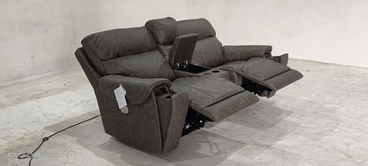 2350158+57+62 - 2 SEATER+CONSOLE RECLINER(ELECTRIC) - BLR WH