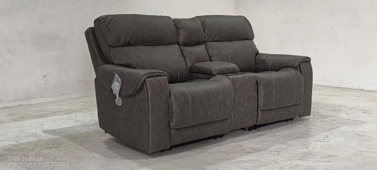 2350158+57+62 - 2 SEATER+CONSOLE RECLINER(ELECTRIC) - BLR WH