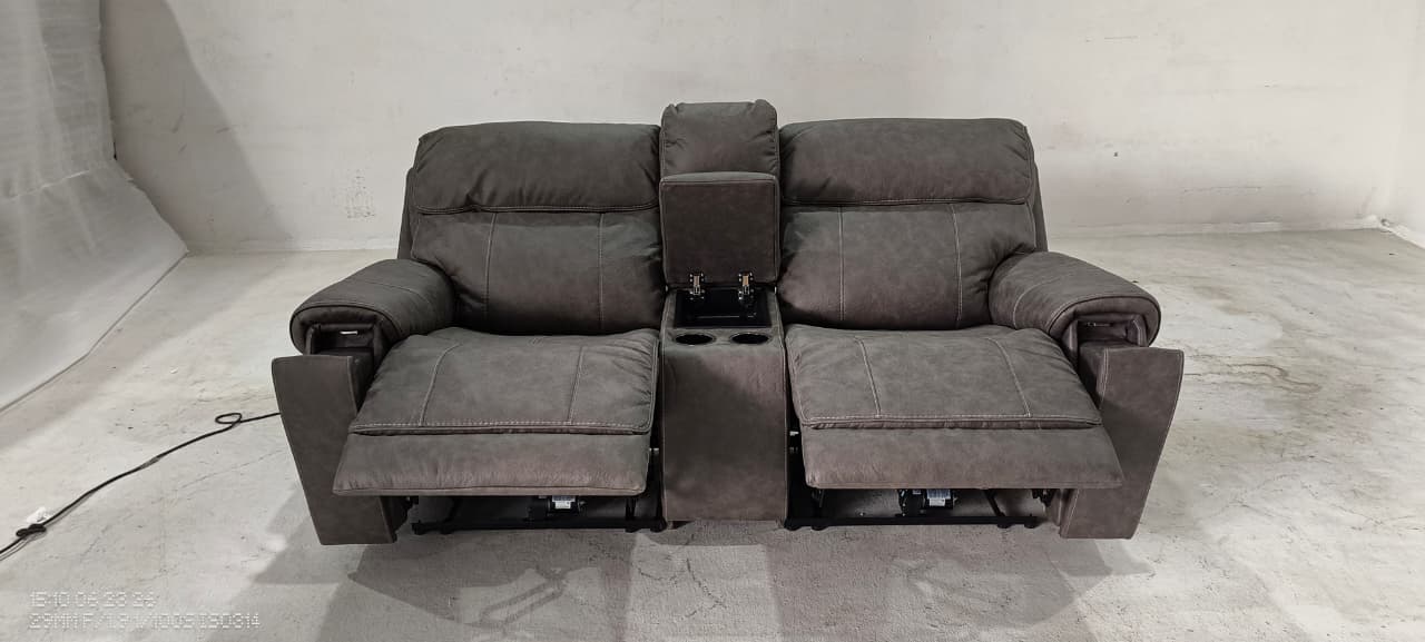 2350158+57+62 - 2 SEATER+CONSOLE RECLINER(ELECTRIC) - BLR WH
