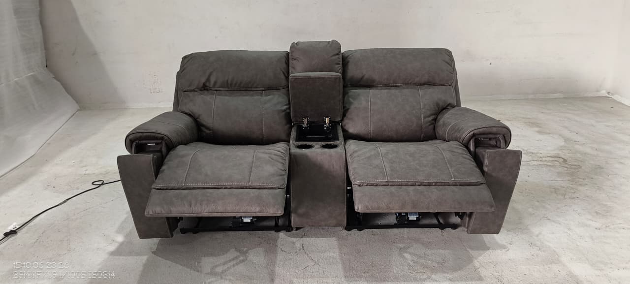 2350158+57+62 - 2 SEATER+CONSOLE RECLINER(ELECTRIC) - BLR WH