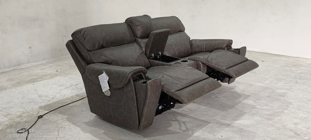 2350158+57+62 - 2 SEATER+CONSOLE RECLINER(ELECTRIC) - BLR WH