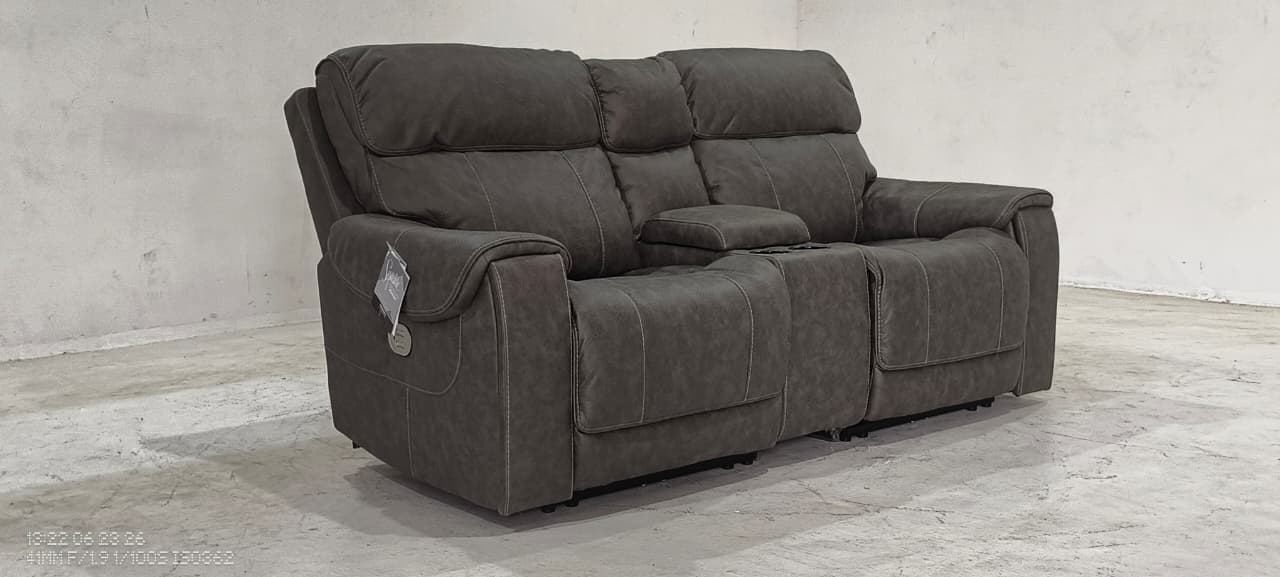 2350158+57+62 - 2 SEATER+CONSOLE RECLINER(ELECTRIC) - BLR WH