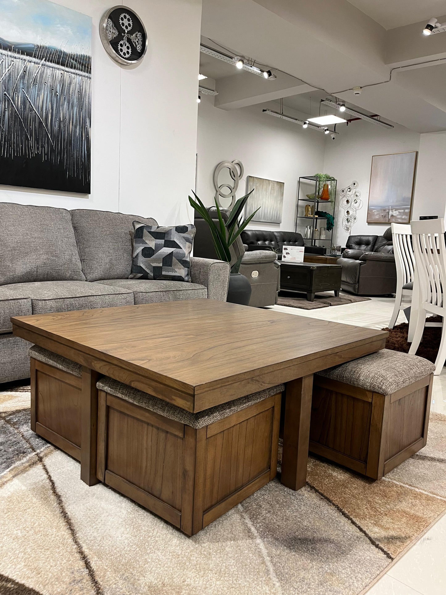 T738-20 - COFFEE TABLE+STOOLS - MDP