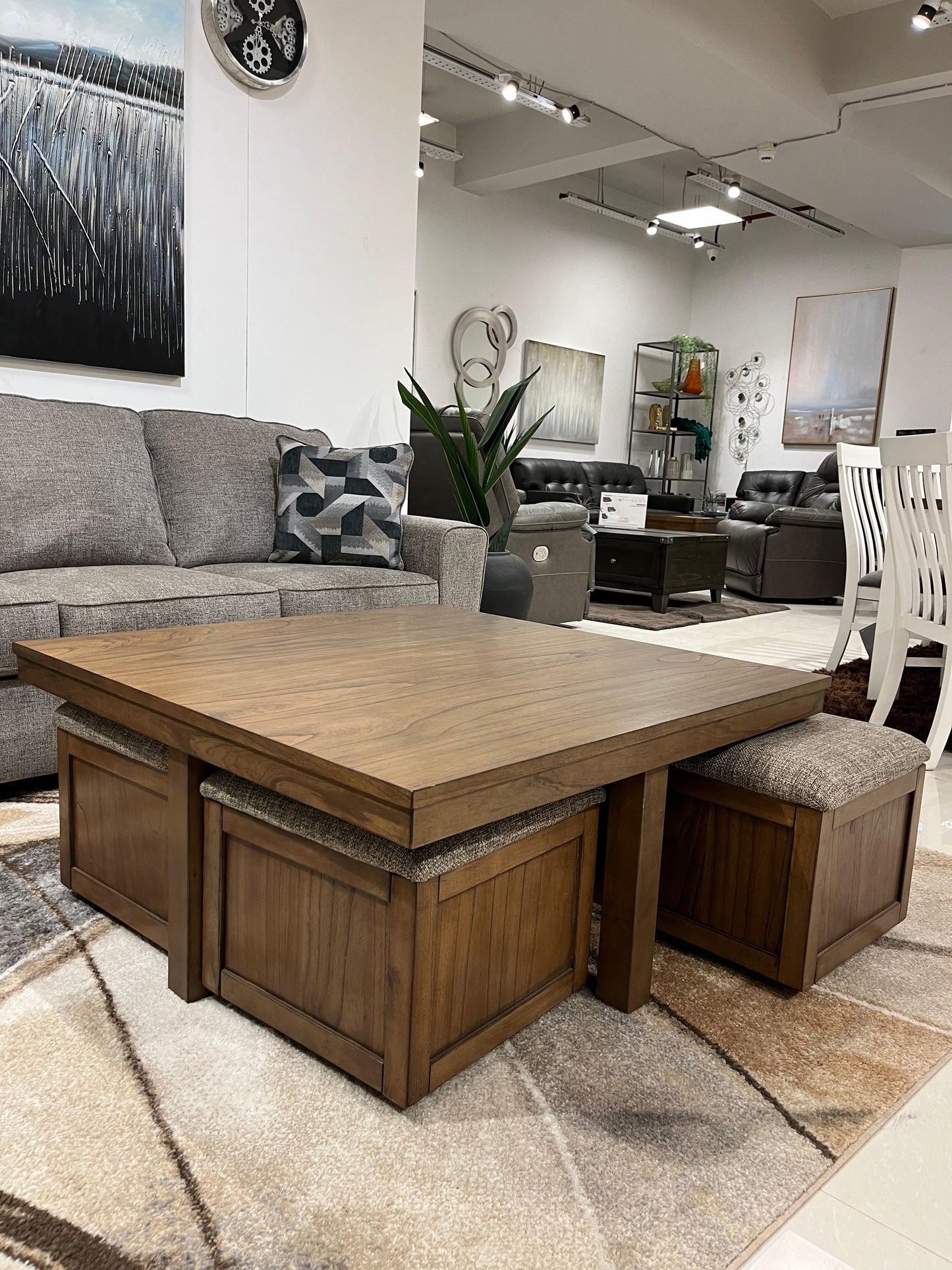 T738-20 - COFFEE TABLE+STOOLS - MDP